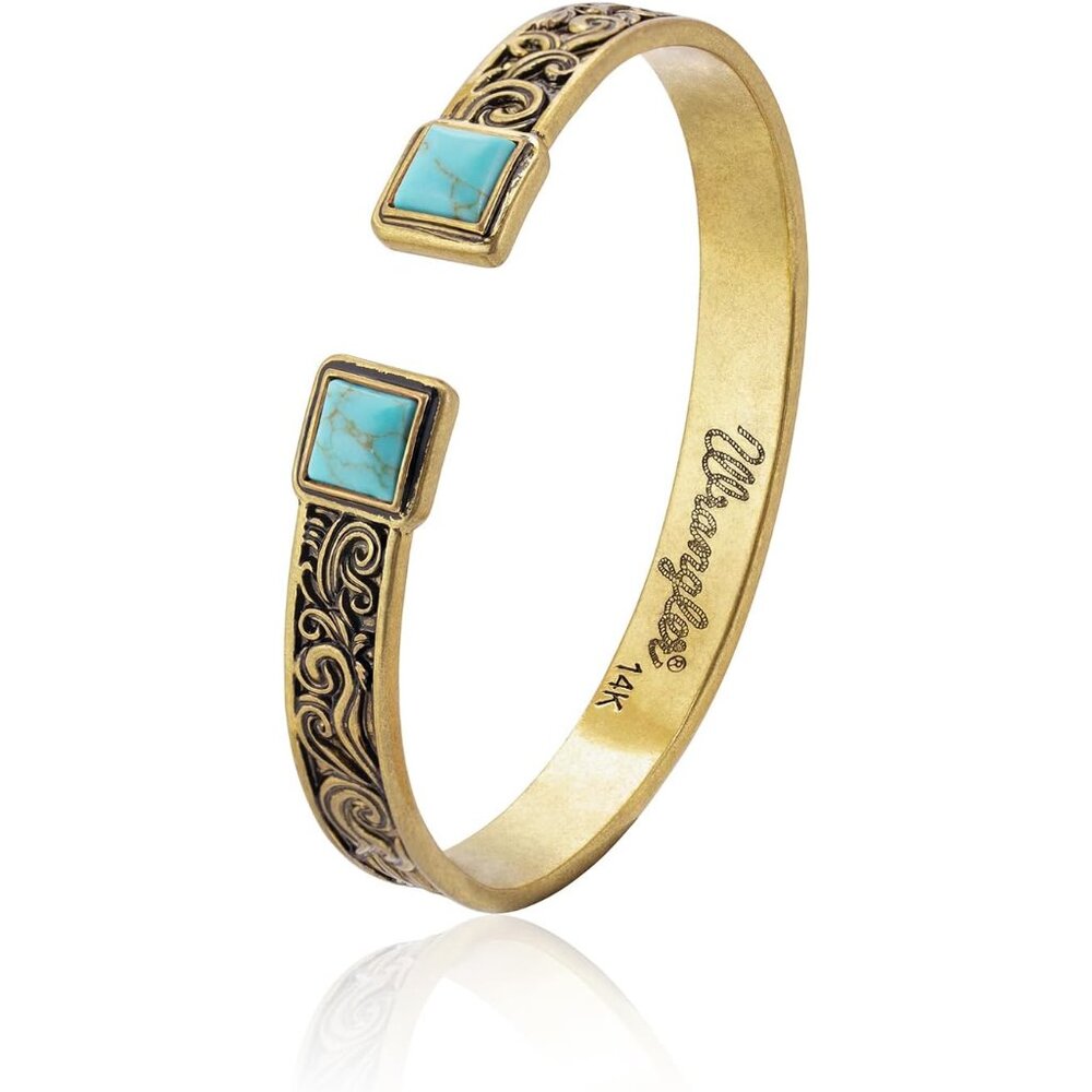 Wrangler Cuff Bracelet for Women Western Turquoise Adjustable Open Bangle Silver